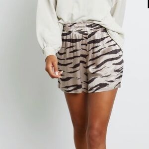 H&M Brown and Cream Zebra Print High Waist Shorts
